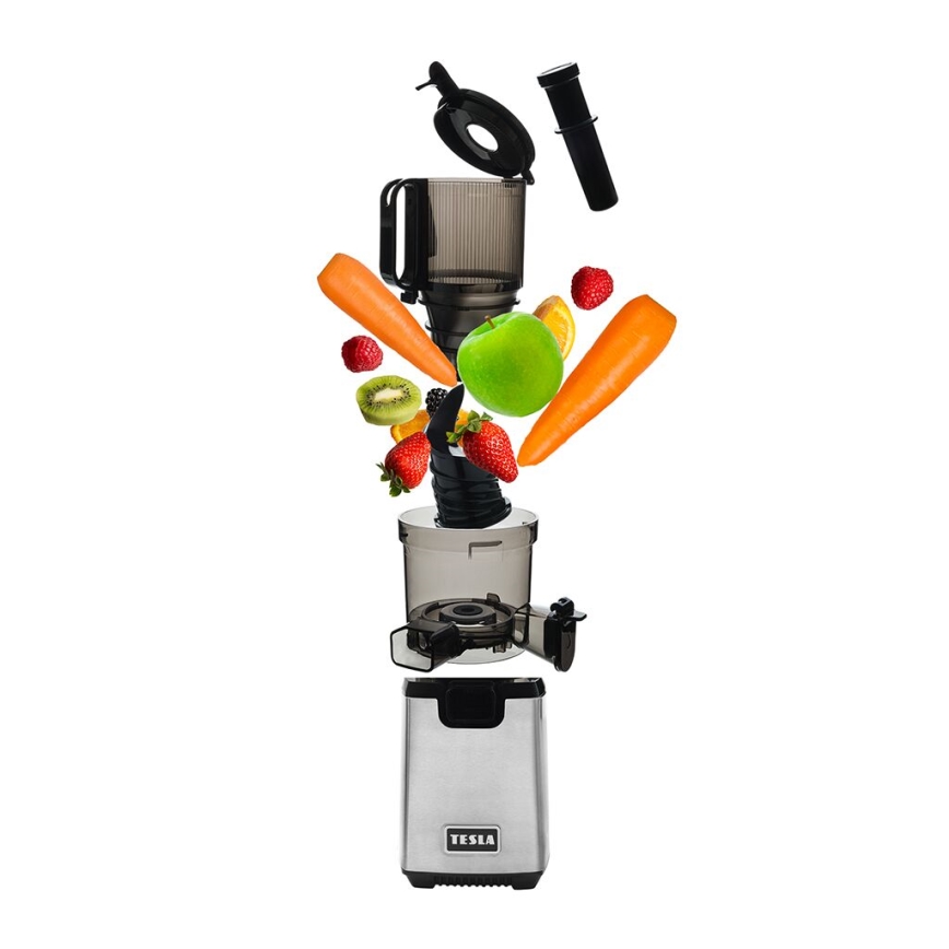 TESLA Electronics SlowJuicer Deluxe - Sapcentrifuge met lage snelheid 250W/230V roestvrij/zwart