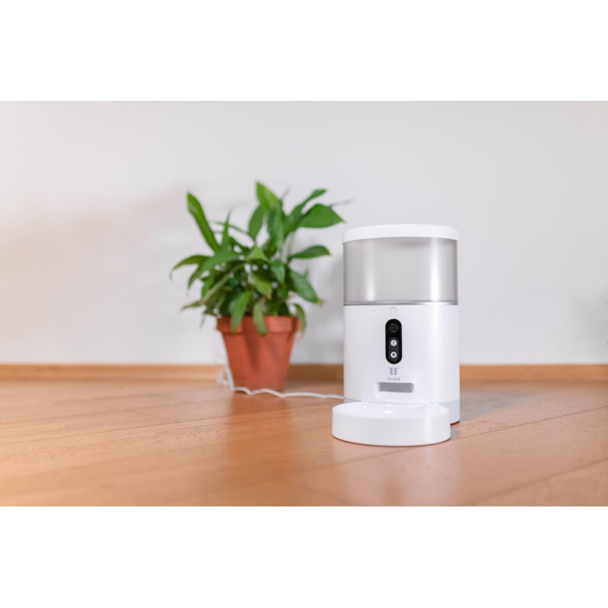 TESLA Smart - Distributeur automatique connecté avec caméra pour animaux de compagnie 4 l 5V/3xLR20 Wi-Fi
