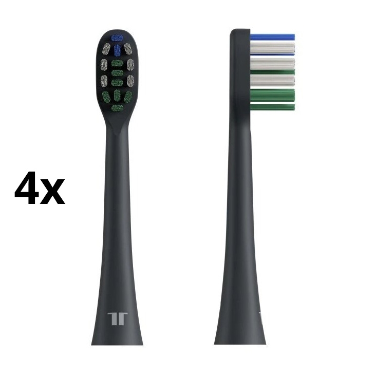 TESLA Smart - LOT 4x Tête de rechange pour brosse à dents sonic TS400 noir