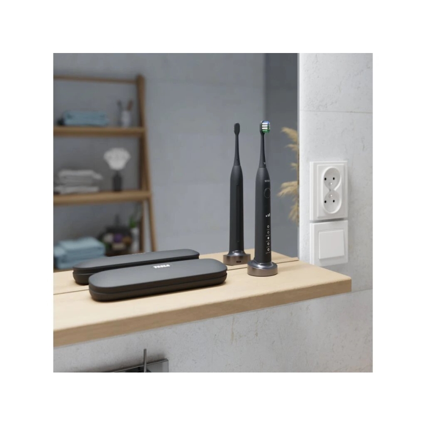 TESLA Smart - LOT 4x Tête de rechange pour brosse à dents sonic TS400 noir
