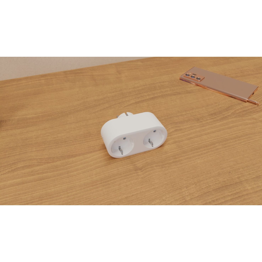 TESLA Smart - Slim Dubbel Stopcontact 3690W/230V/16A Wi-Fi Tuya