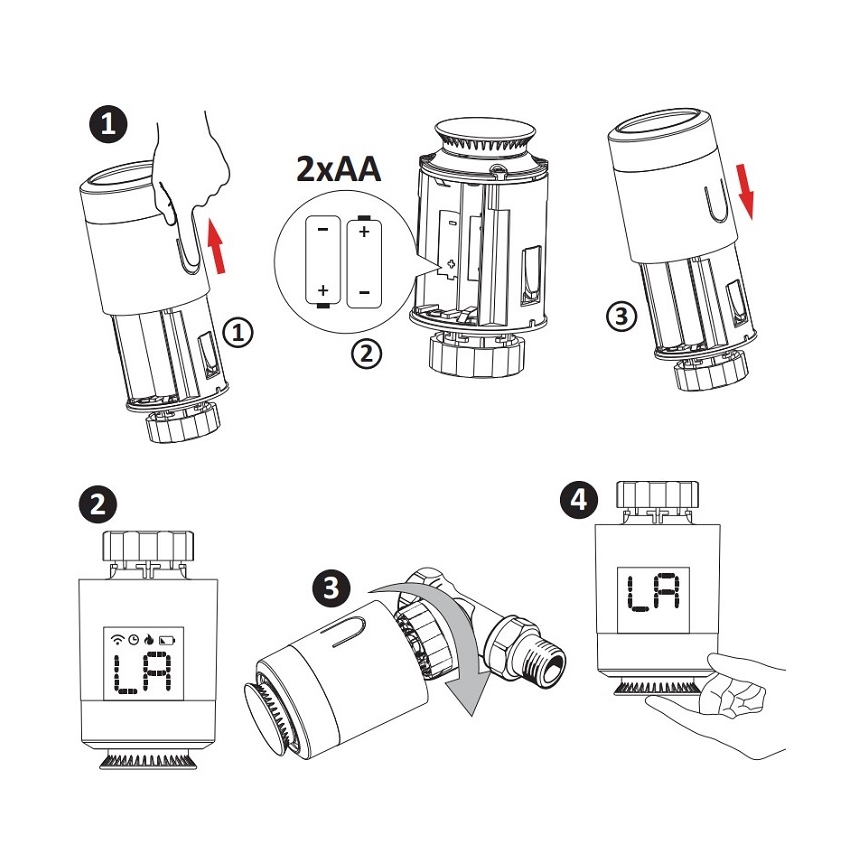 Tête thermostatique Wi-Fi ZigBee 2xAA/3V Tuya