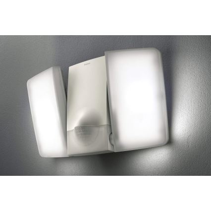 theben - Projecteur mural LED avec détecteur 2xLED/10W/230V blanc IP55