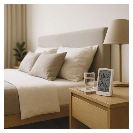 Thermomètre numérique avec hygromètre, 2x AAA, blanc