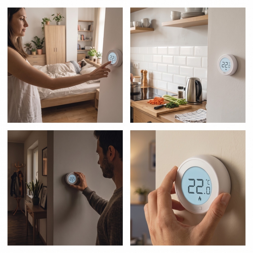 Thermostat d'ambiance manuel 230V/6A 2xAA blanc