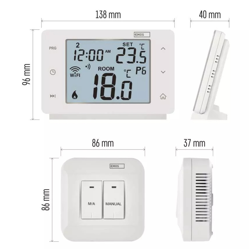 Thermostat numérique sans fil GoSmart 230V/16A Wi-FI Tuya