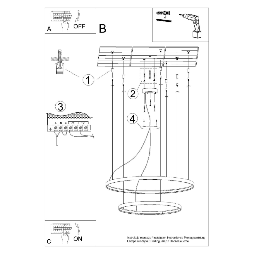 Thoro TH.178 - Suspension filaire RIO LED/80W/230V CRI 95 4000K blanc