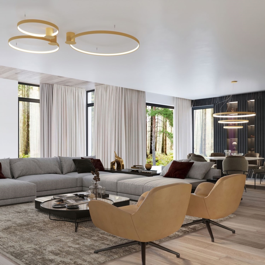 Thoro TH.222 - Plafonnier RIO LED/30W/230V CRI 90 3000K d. 55 cm doré