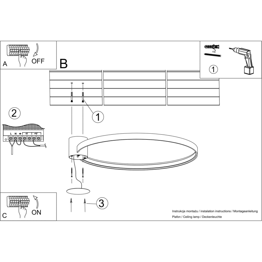 Thoro TH.223 - Plafonnier LED RIO, 30 W / 230 V, IRC 98, 4000 K, Ø 55 cm, doré