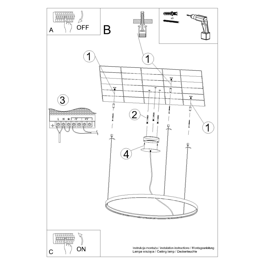 Thoro TH.246 - LED Hanglamp aan een koord RIO LED/50W/230V CRI 90 3000K diameter 78 cm goud