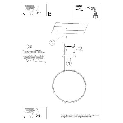 Thoro TH.248 - Suspension filaire RIO LED/50W/230V CRI 90 3000K d. 78 cm doré
