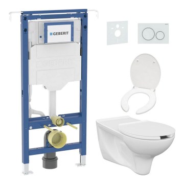 Toegankelijk hangend toilet ETIUDA + toiletzitting ETIUDA + bedieningsplaat SIGMA + inbouwmodule + isolatieplaat