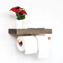Toiletpapierhouder met een Plank BORU 12x30 cm spar/koper