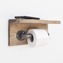 Toiletpapierhouder met een plankje BORURAF 14x30 vurenhout