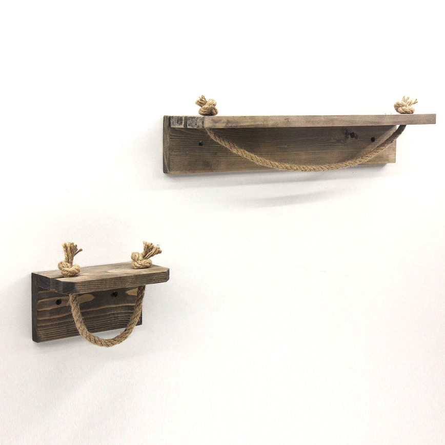Toiletrol houder 10,5x17 cm + wandplank 10x50 cm vurenhout