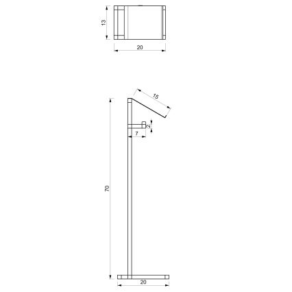 Toiletrolhouder 71x20 cm zwart