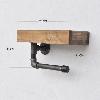 Toiletrolhouder met planchet BORU 28x16 cm vurenhout
