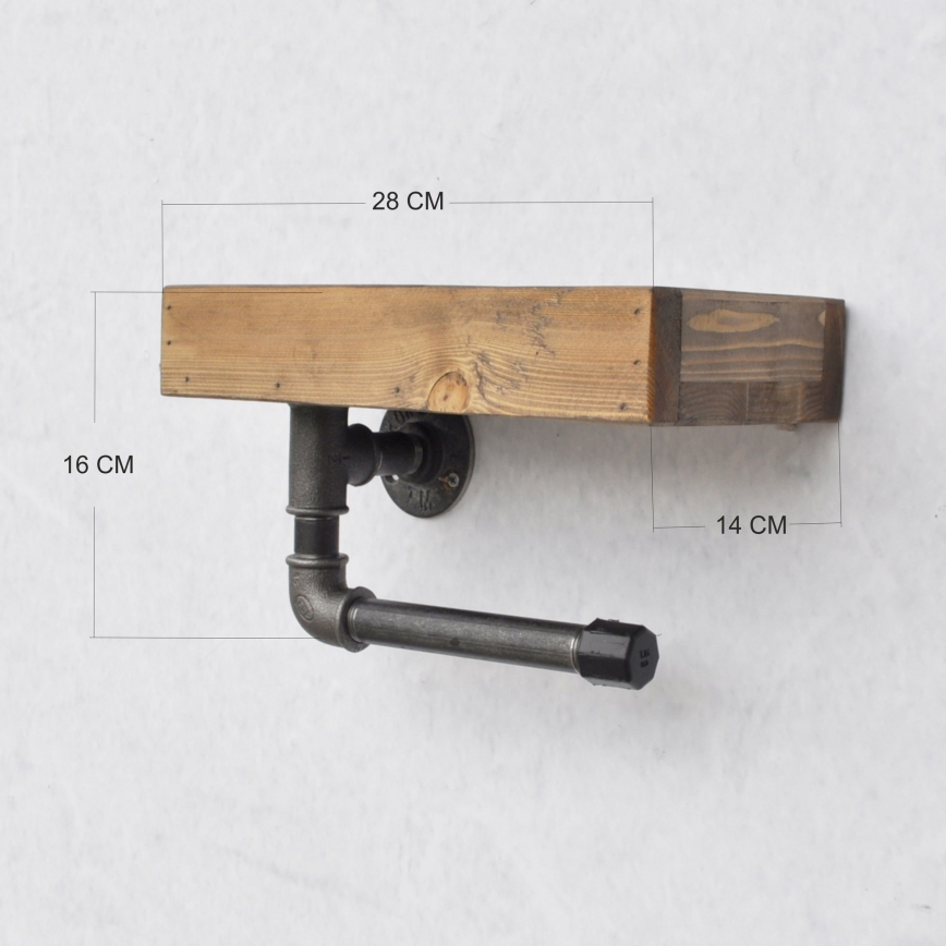 Toiletrolhouder met planchet BORU 28x16 cm vurenhout