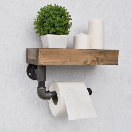 Toiletrolhouder met planchet BORU 28x16 cm vurenhout