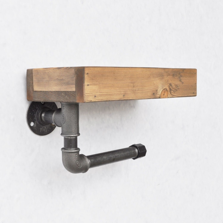 Toiletrolhouder met planchet BORU 28x16 cm vurenhout