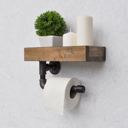 Toiletrolhouder met planchet BORU 28x16 cm vurenhout