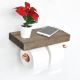 Toiletrolhouder met plankje BORU 12x30 cm vurenhout/koper