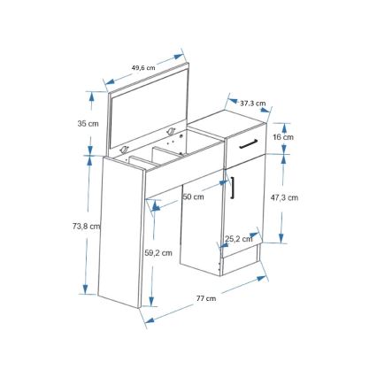 Toilettafel INCI 108,8x77 cm atlantic dennenhout/antraciet