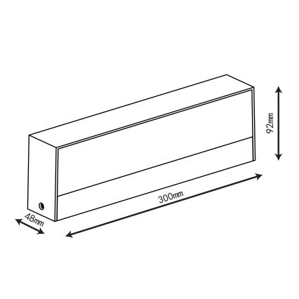 Top Light - Applique murale extérieure LED IMOLA, 16W, 230V, 3000/4000/6000K, IP54, 30 cm, noir