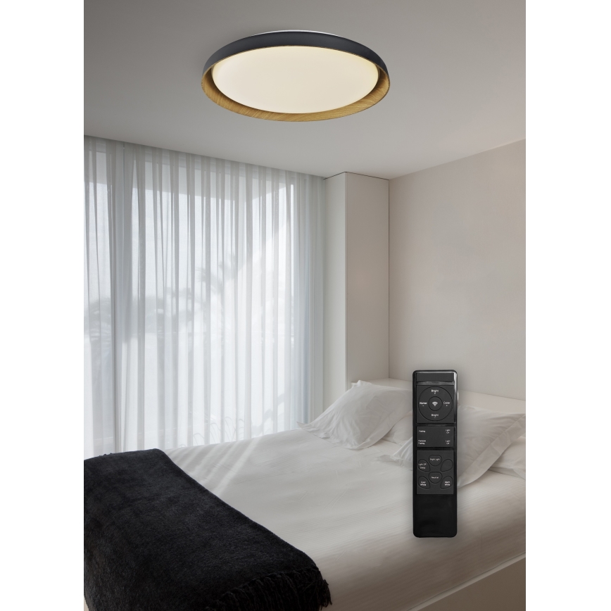 Top Light - Dimbare LED Plafondlamp SATELLITE LED/48W/230V 3000-6500K diameter 53 cm zwart/bruin + afstandsbediening