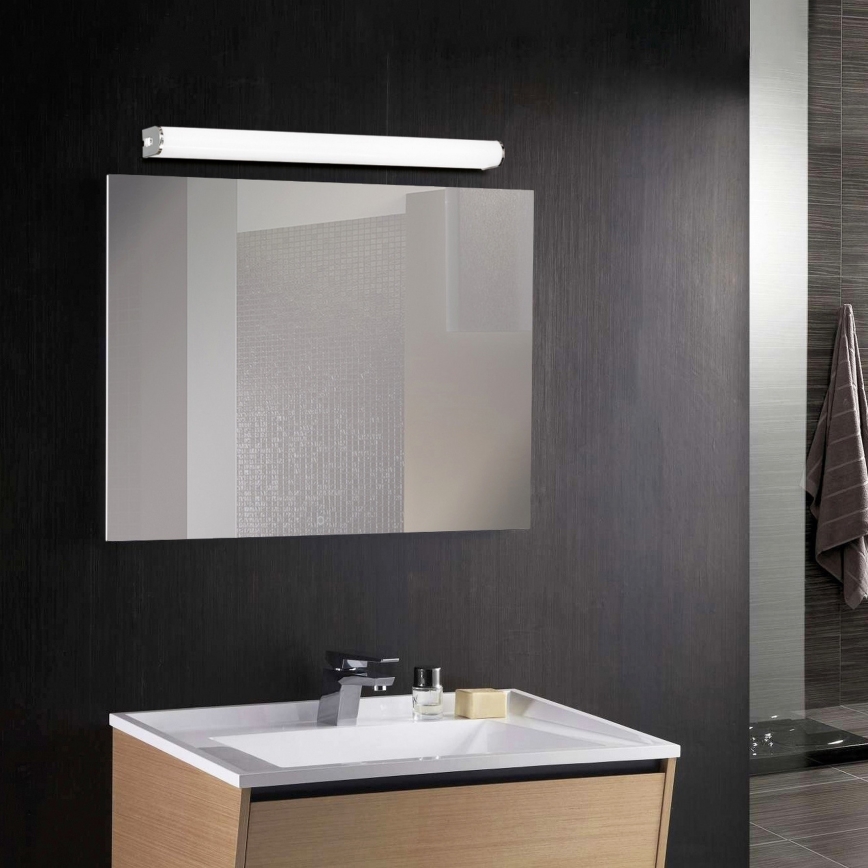 Éclairage avant miroir, cadre miroir salle bain moderne, éclairage miroir  en acier inoxydable avec tête lampe rotative à 360 degrés, blanc chaud 3000