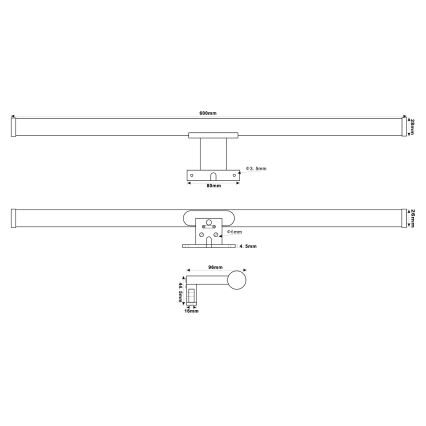 Top Light - Éclairage de miroir salle de bain OREGON LED/9W/230V 60 cm IP44