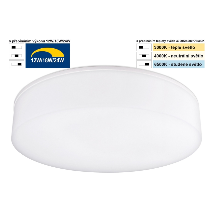 Top Light - LED Dimbare badkamer plafondverlichting BOXTER LED/12/18/24W/230V IP54 3000/4000/6500K diameter 28 cm