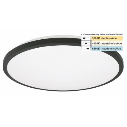 Top Light - LED Badkamer plafondlamp ONYX LED/10W/230V IP44 3000/4000/6500K diameter 29 cm zwart