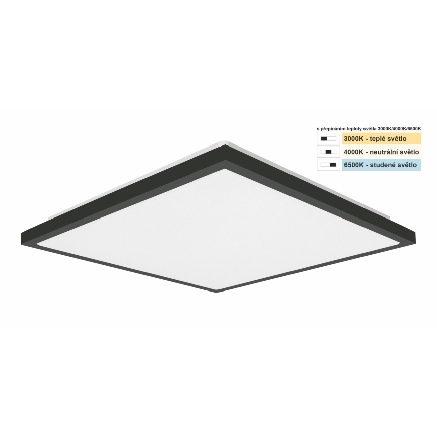 Top Light - LED Badkamer plafondlamp ONYX LED/24W/230V IP44 3000/4000/6500K 38x38 cm zwart