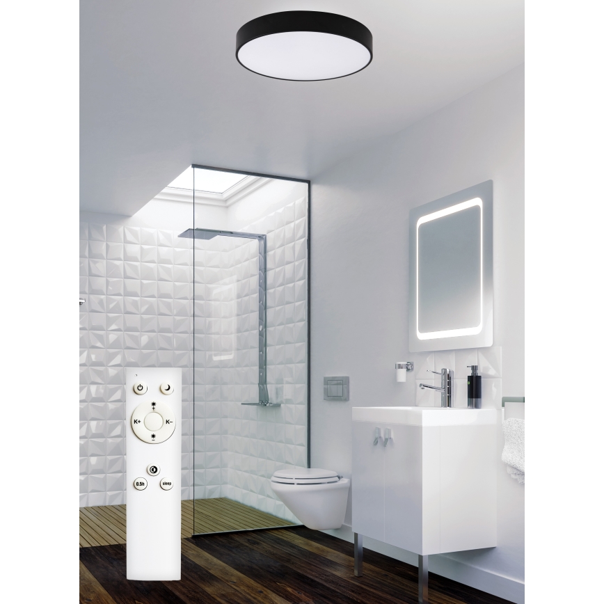 Top Light - LED Dimbare badkamer plafondverlichting PETAL LED/48W/230V IP44 3000-6500K diameter 48 cm zwart + afstandsbediening