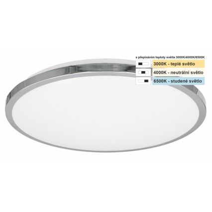 Top Light - LED Badkamer plafondlamp SILVER LED/10W/230V IP44 3000/4000/6500K diameter 29 cm glanzend chroom