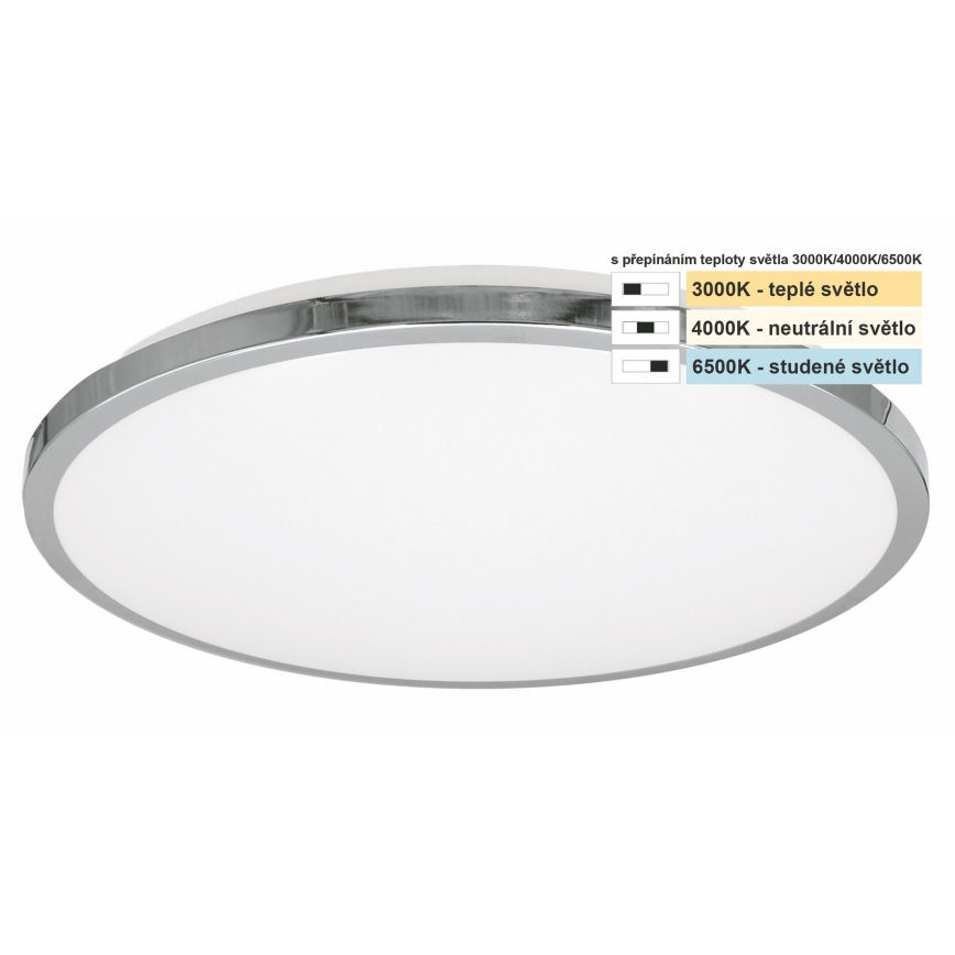 Top Light - LED Badkamer plafondlamp SILVER LED/10W/230V IP44 3000/4000/6500K diameter 29 cm glanzend chroom