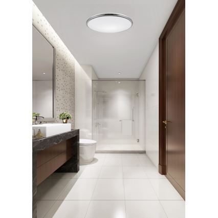 Top Light - LED Badkamer plafondlamp SILVER LED/18W/230V IP44 3000/4000/6500K diameter 34 cm glanzend chroom