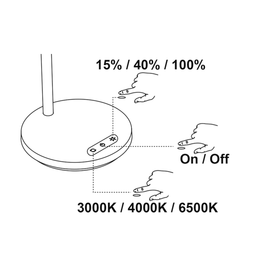 Top Light - LED Lampe de table tactile à intensité variable BELLA LED/4,8W/5V 3000/4000/6500K blanche