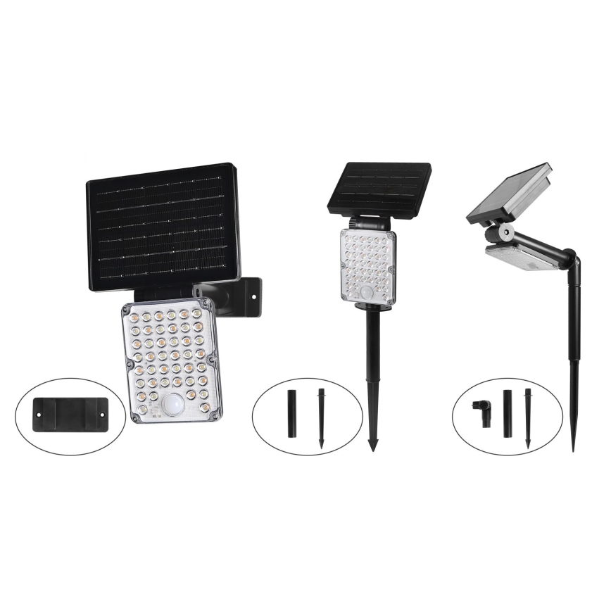 Top Light - Luminaire solaire LED avec capteur 3 en 1 ZENITH LED/10W/3,7V 3000/4000/6500K IP54 2400 mAh