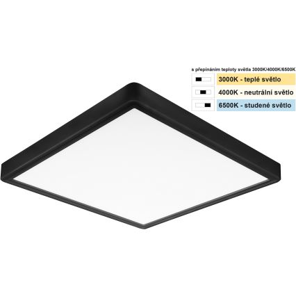 Top Light - LED Plafondlamp REVIT LED/24W/230V 3000/4000/6500K 30x30 cm zwart