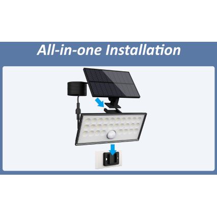 Top Light - LED Solar wand Schijnwerper met sensor HELEON VARIO LED/8W/3,7V IP65 4000K 2200 mAh + afstandsbediening