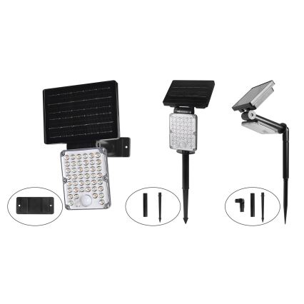 Top Light - LED zonnelamp met sensor 3-in-1 ZENITH LED/10W/3,7V 3000/4000/6500K IP54 2400 mAh