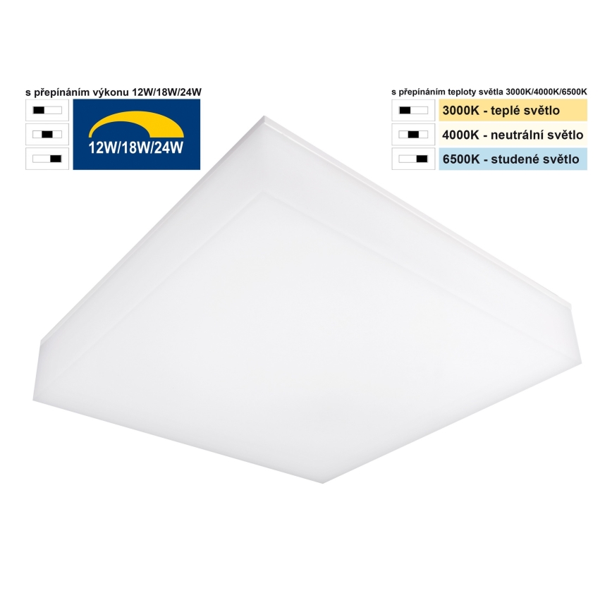 Top Light - LED à intensité variable plafond applique murale BOXTER LED/12/18/24W/230V IP54 3000/4000/6500K 28x28 cm