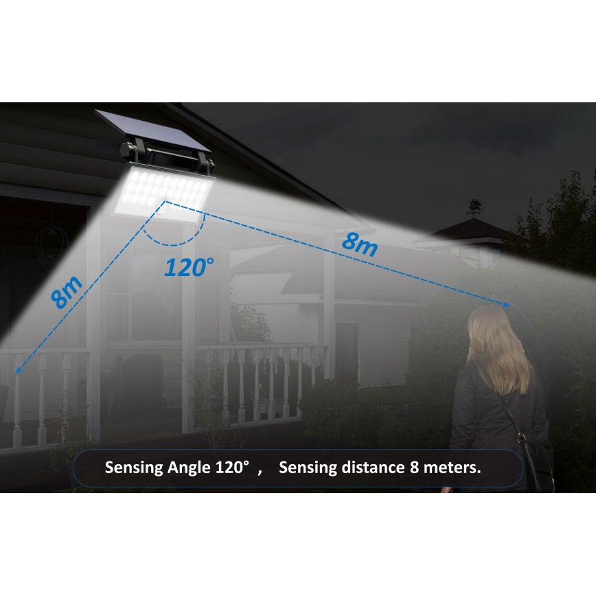 Le luminaire - Projecteur mural solaire avec détecteur HELEON PRO LED/8W/3,7V IP65 4000K 2600 mAh