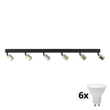 TOP plafondspot 6xGU10/10W/230V zwart/goud