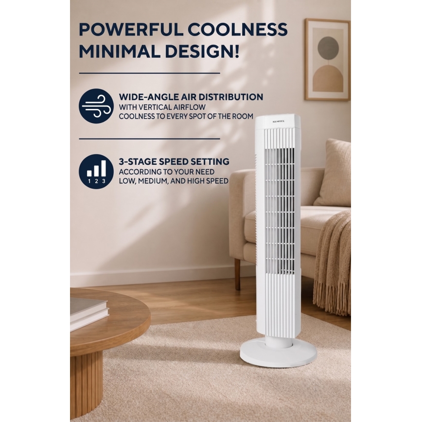 Torenventilator 50 W/230 V, 74,5 cm, wit