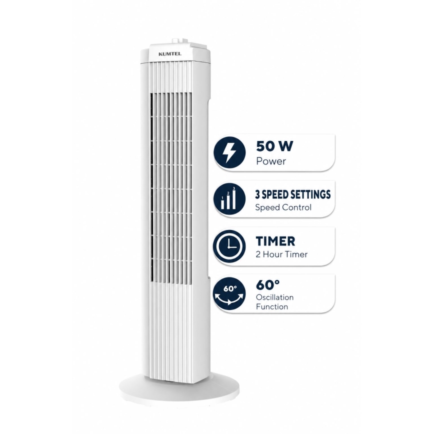 Torenventilator 50 W/230 V, 74,5 cm, wit