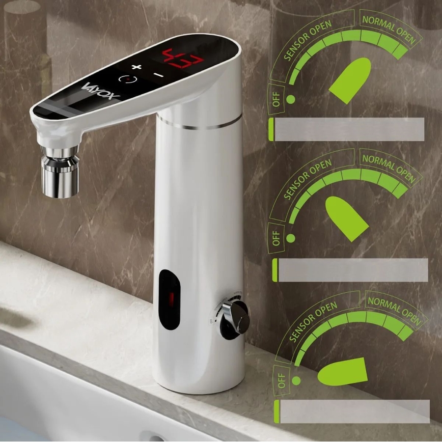 Touchdoorstroomverwarmer met sensor en LED-display 3000W/230V IPX4 wit