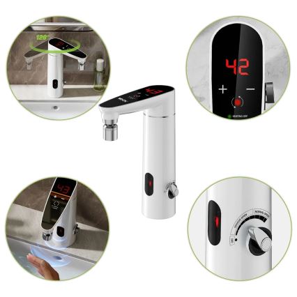 Touchdoorstroomverwarmer met sensor en LED-display 3000W/230V IPX4 wit
